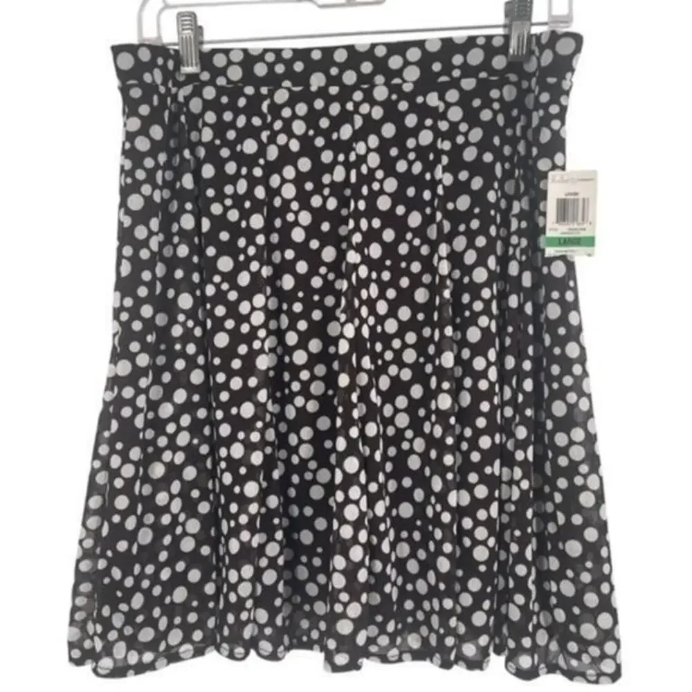 I.N.C. Black & White Polka Dot A-Line Skirt Large